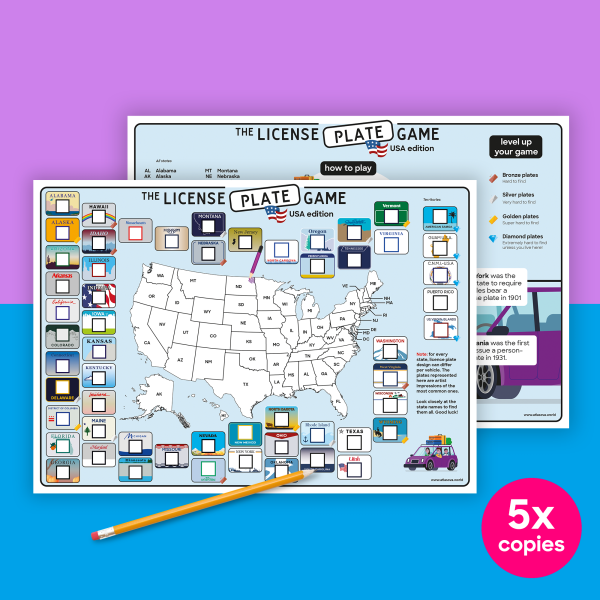 The License Plate road trip game - US edition